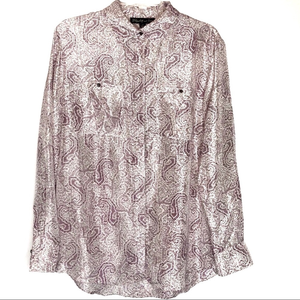Elizabeth and James Silk All Paisley Print Old Money Button Down Shirt Small